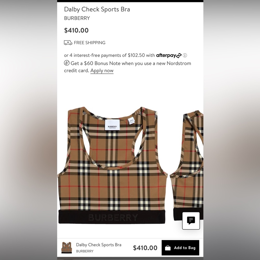 Burberry sports bra